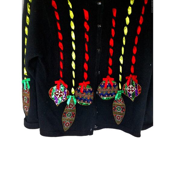 Vintage Design Options Christmas Cardigan Sweater Size Medium - Picture 3 of 11